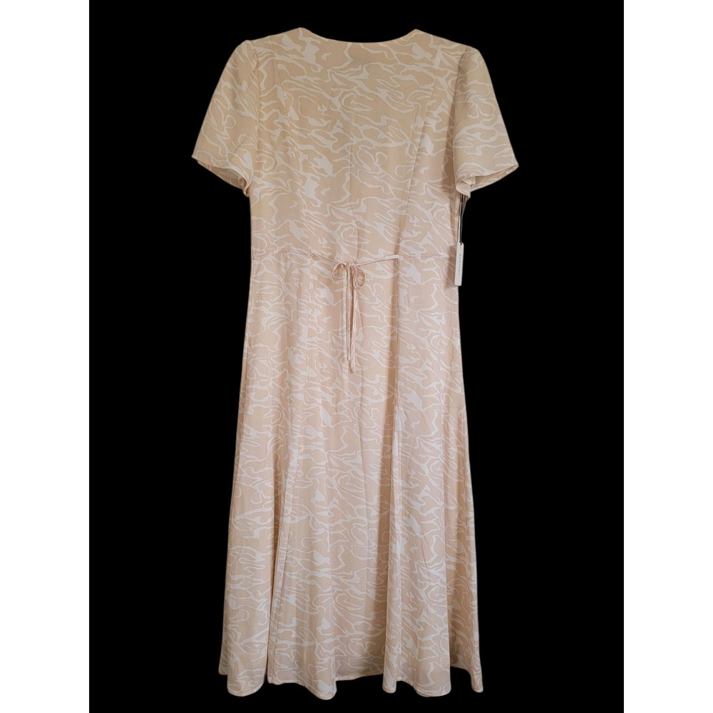 NWT Babaton Aritzia Elin A-line Modest Midi Dress Pink White Button Front Small - Picture 6 of 12
